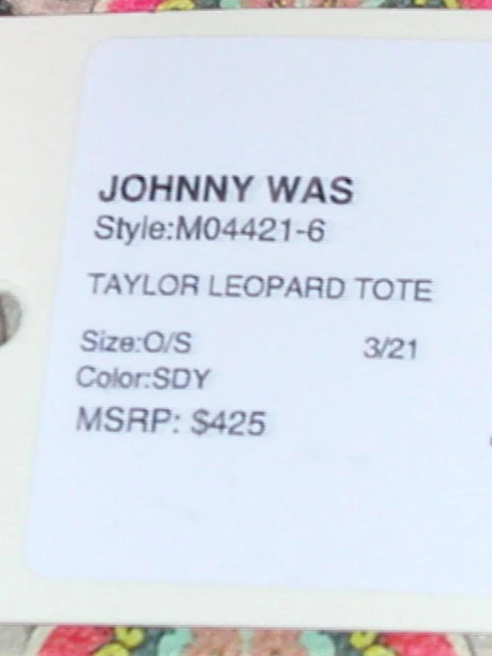 Johnny Was Leather Floral Taylor Leopard Shopping Tote Bag NWT
